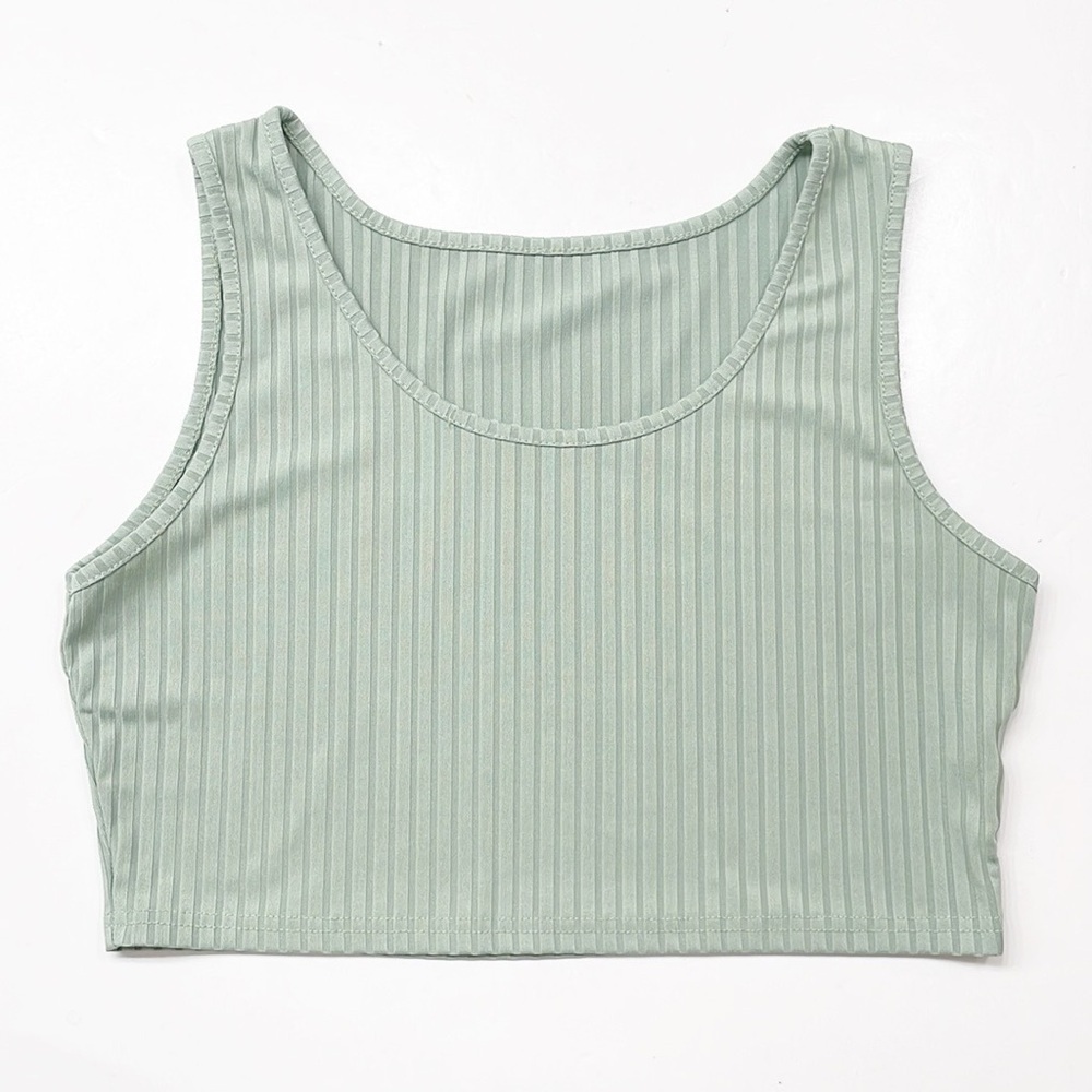 Sage green ribbed crop top